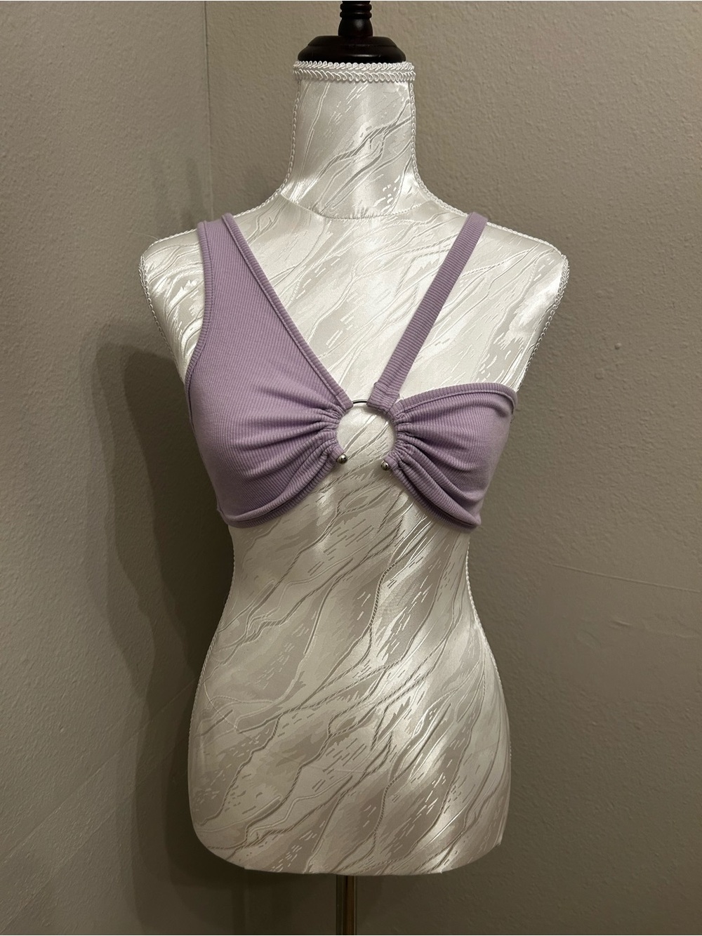 SHEIN Lilac Ring-Front Ribbed Bralette